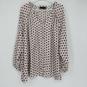 Lane Bryant Shirt Womens 22/24 Floral Button Blouse Long Sleeve Viscose Plus